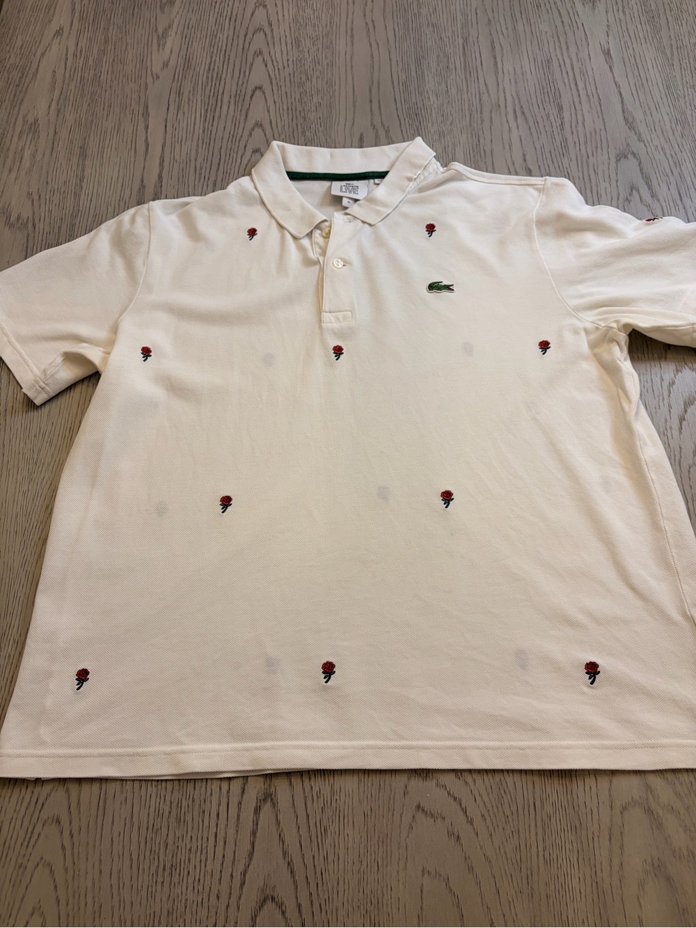 Men’s Live Lacoste Classic Fit Rose Embroidery Cotton Piqué Polo Size XL